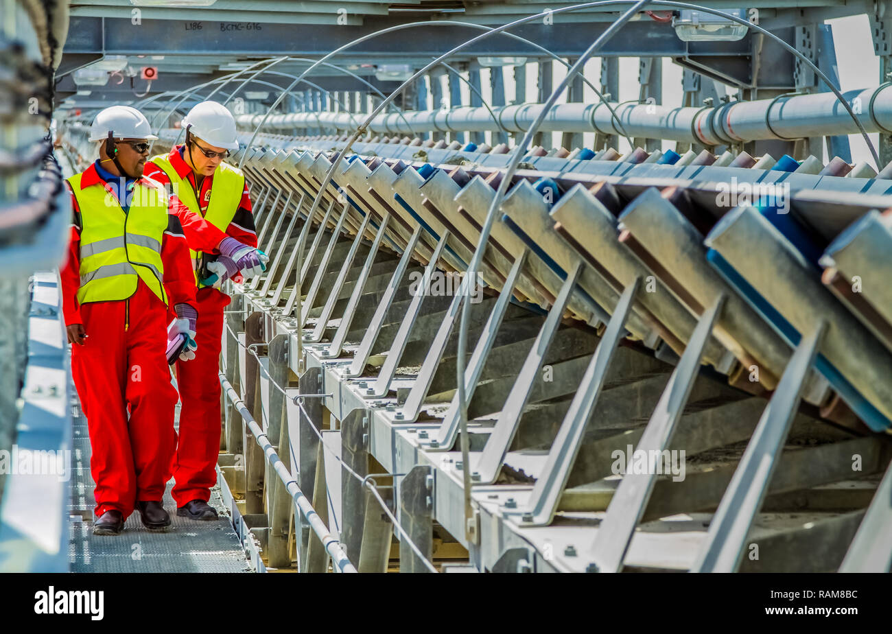 Rustenburg, South Africa, October 15, 2012, Conveyor belt transporting