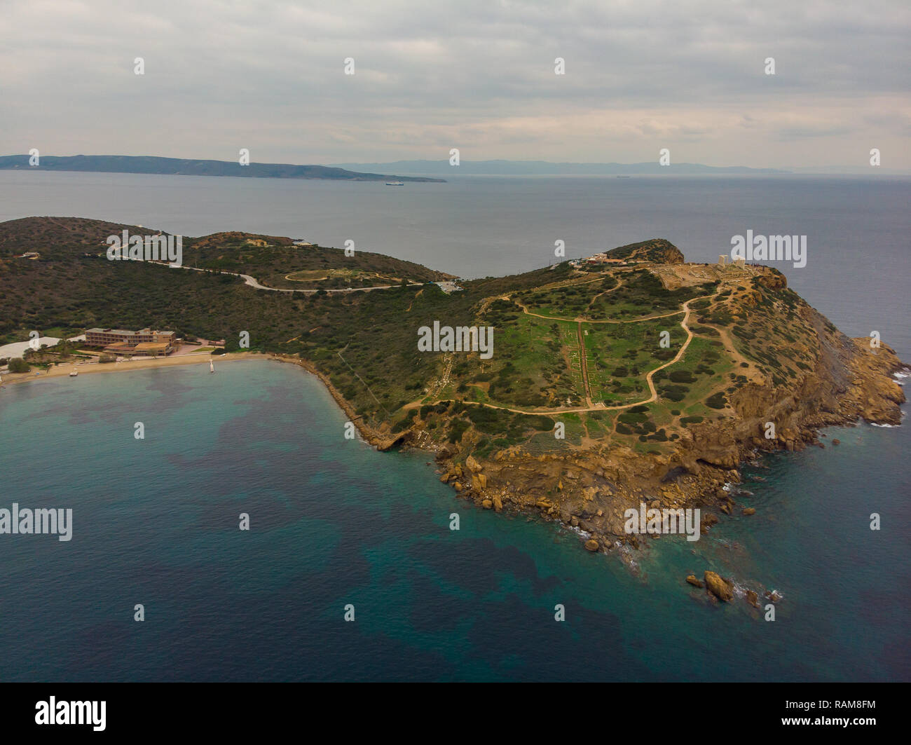 The temple of Poseidon at cape Sounio in Greece Stock Photo - Alamy