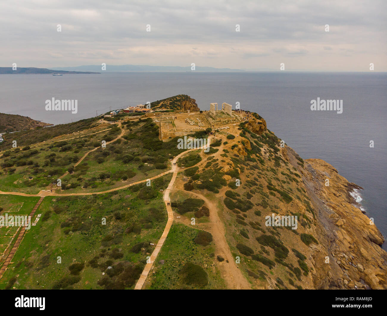 The temple of Poseidon at cape Sounio in Greece Stock Photo - Alamy