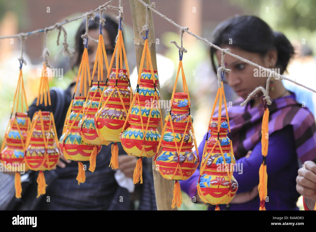 On the 96th birth anniversary of pioneer artist Shilpacharya Zainul Abedin (1914-1976), a daylong handicraft fair was held at the Fine Arts Institute  Stock Photo