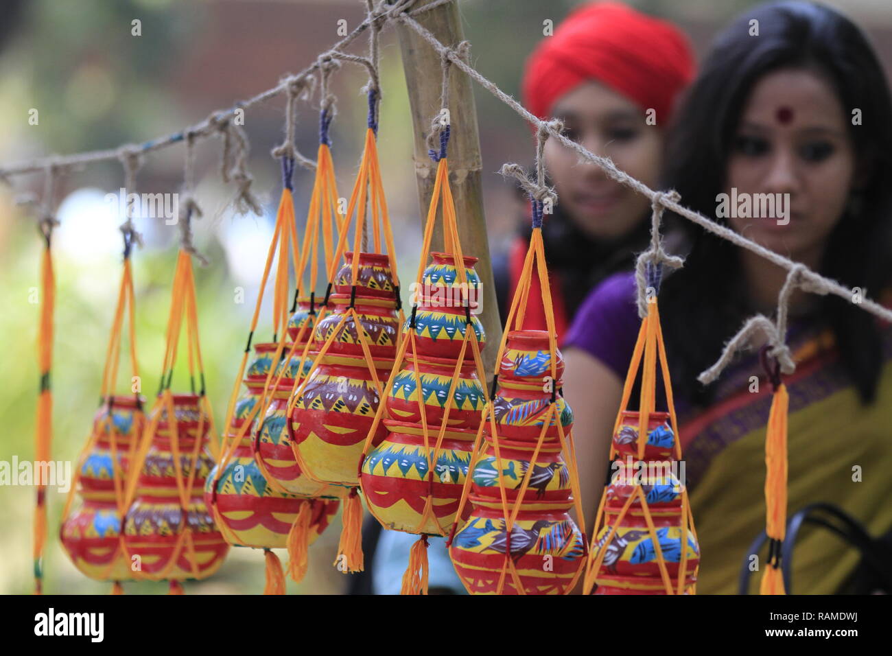 On the 96th birth anniversary of pioneer artist Shilpacharya Zainul Abedin (1914-1976), a daylong handicraft fair was held at the Fine Arts Institute  Stock Photo