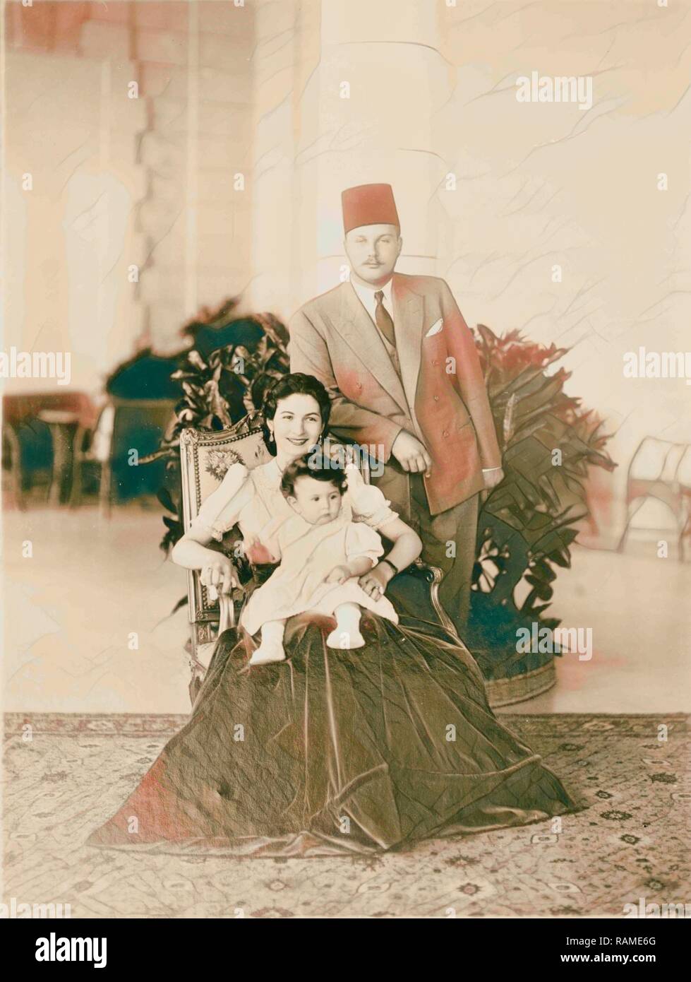 King Farouk of Egypt and his family. 1920. Reimagined by Gibon. Classic ...