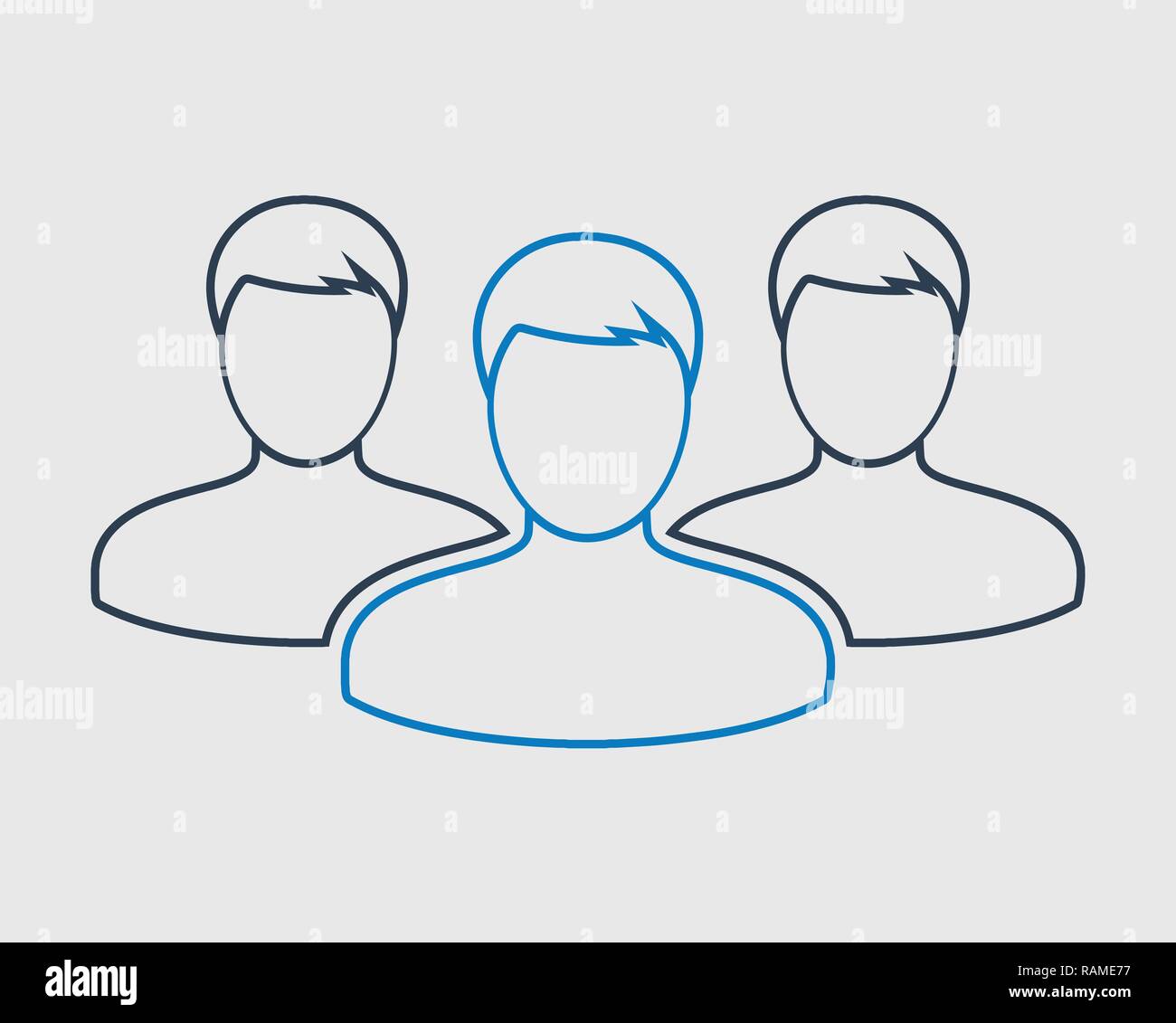 Teamwork line Icon on gay background. Stock Vector