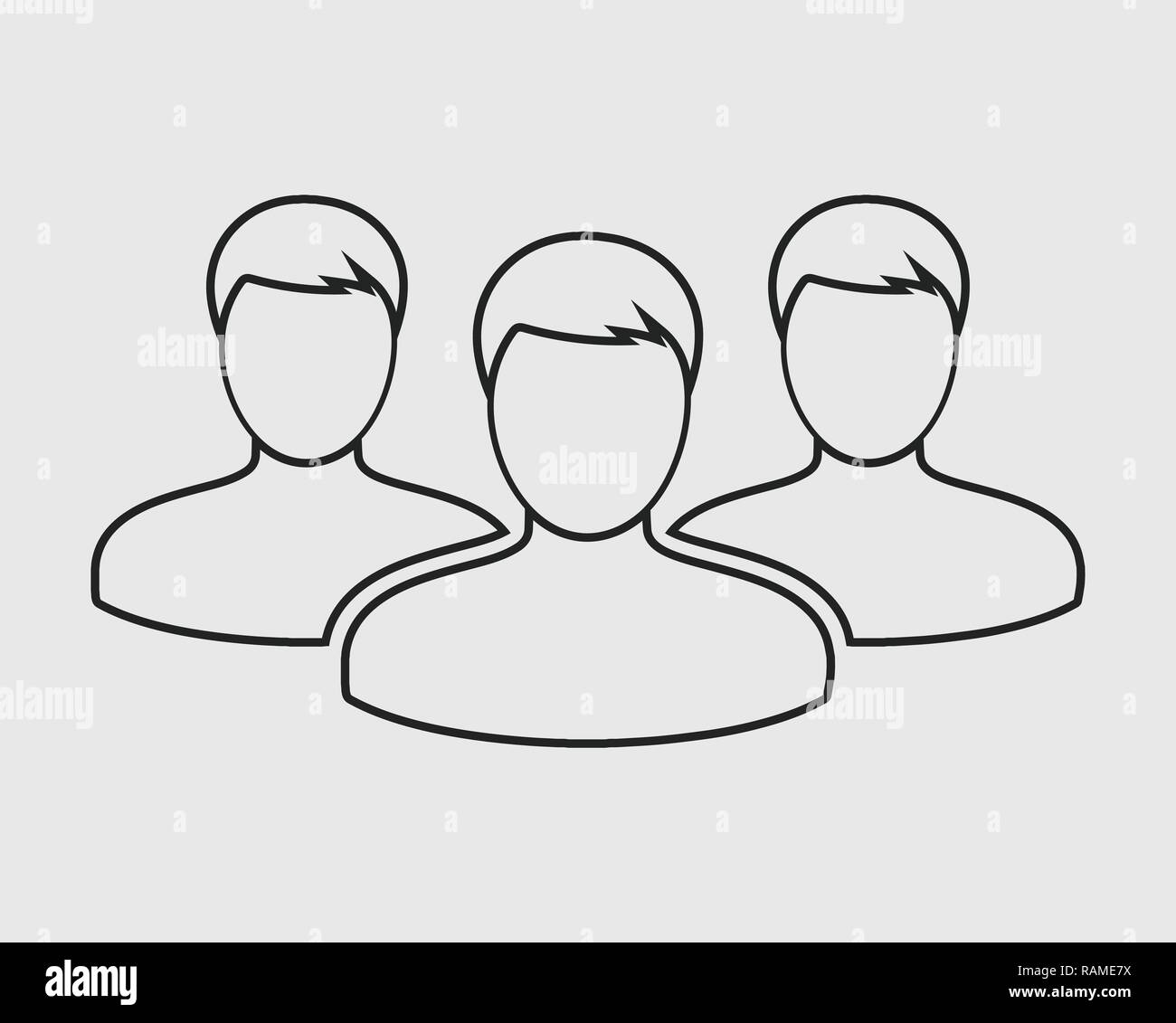 Teamwork line Icon on gay background. Stock Vector