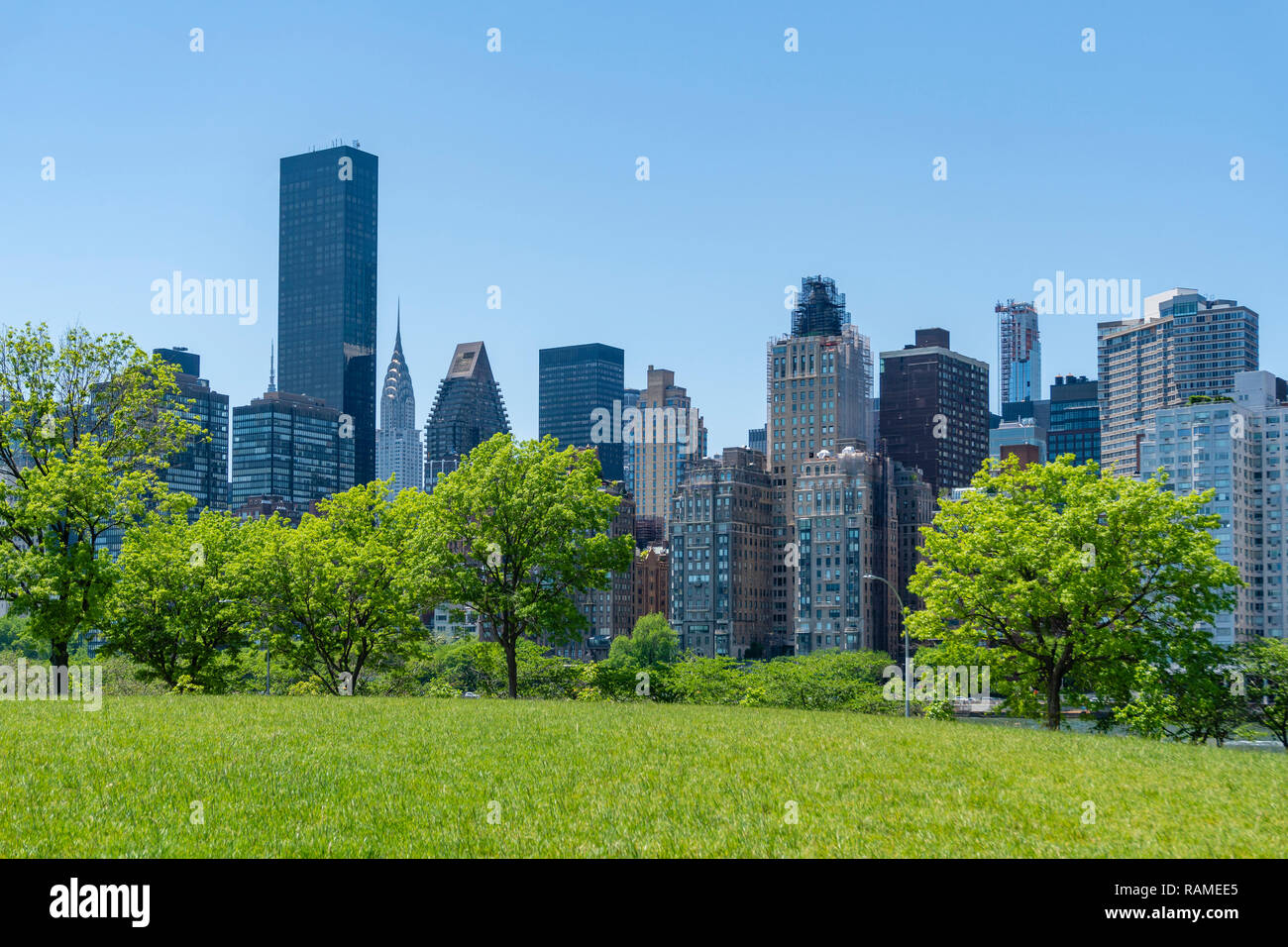 Park and skyline of Midtown Manhattan in New York City Stock Photo