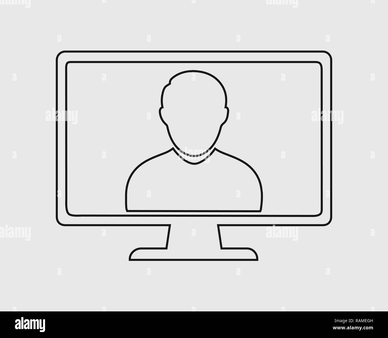 Online User line icon on gray background. Vector EPS Stock Vector Image ...