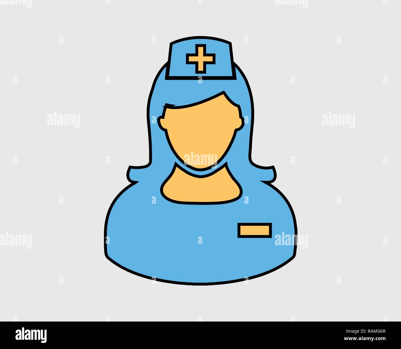 Nurse line Icon on gray Background. Stock Vector