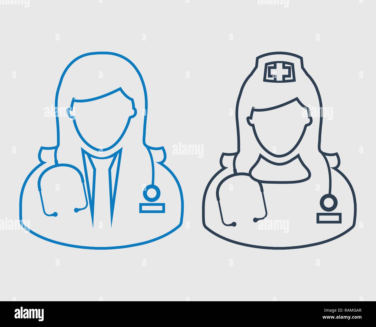 Medical Team line Icon  on gray background Stock Vector
