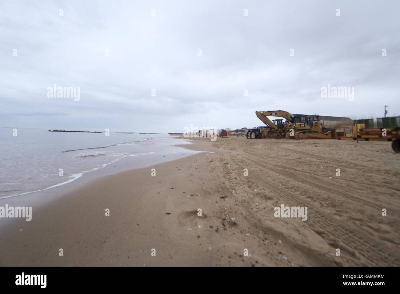 Norfolk Va Additional Heavy Equipment Is Staged Along The Beach In Norfolk Virginia S East Ocean View Neighborhood Contractors Will Use The Equipment To Move Sand Dredged From The Floor Of The