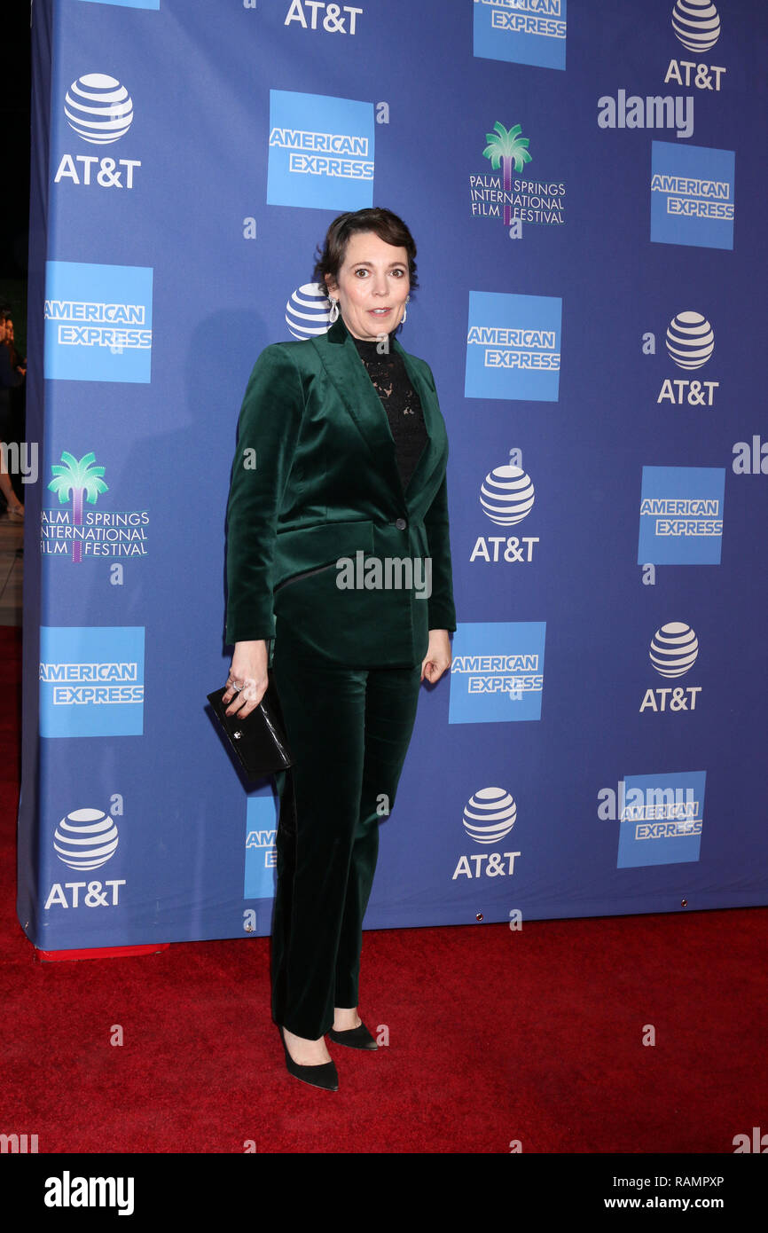 Palm Springs, CA, USA. 3rd Jan, 2019. PALM SPRINGS - JAN 17: Olivia Colman at the 30th Palm Springs International Film Festival Awards Gala at the Palm Springs Convention Center on January 17, 2019 in Palm Springs, CA Credit: Kay Blake/ZUMA Wire/Alamy Live News Stock Photo