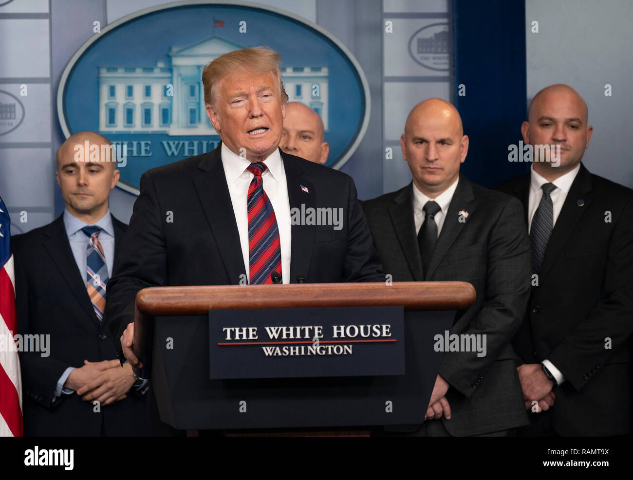 United States President Donald J. Trump speaks about border security in ...