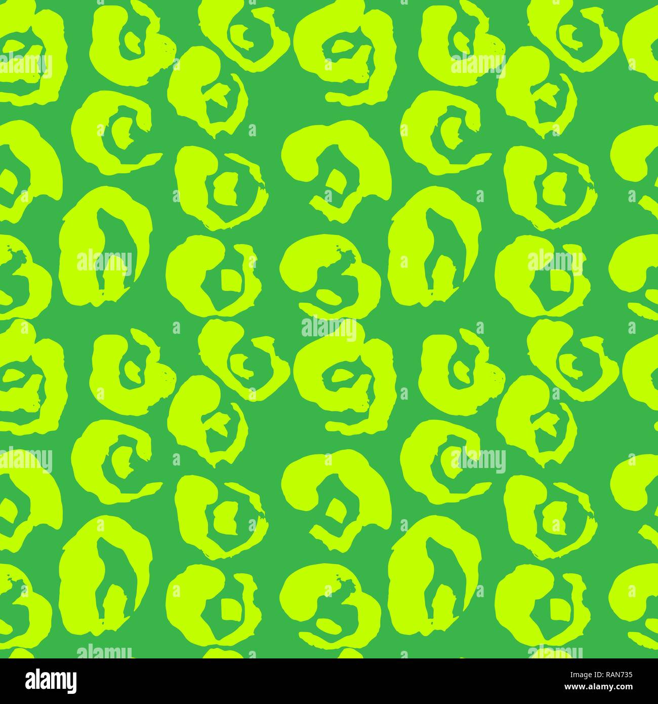 Brush painted seamless pattern. Green grunge background. Stock Vector