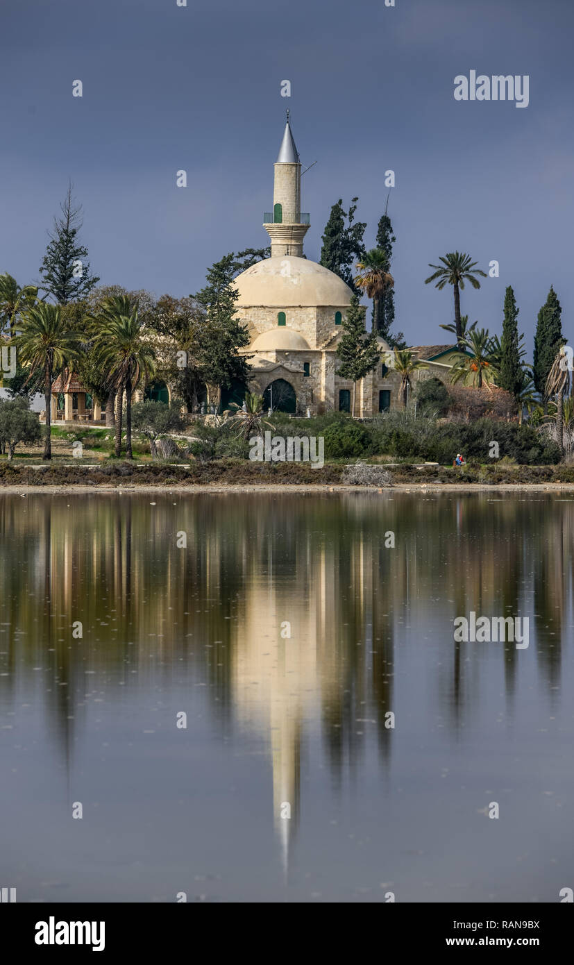 Mosque Hala sultan Tekke, salt lake, Larnaka, Cyprus, Moschee Hala Sultan Tekke, Salzsee, Zypern Stock Photo