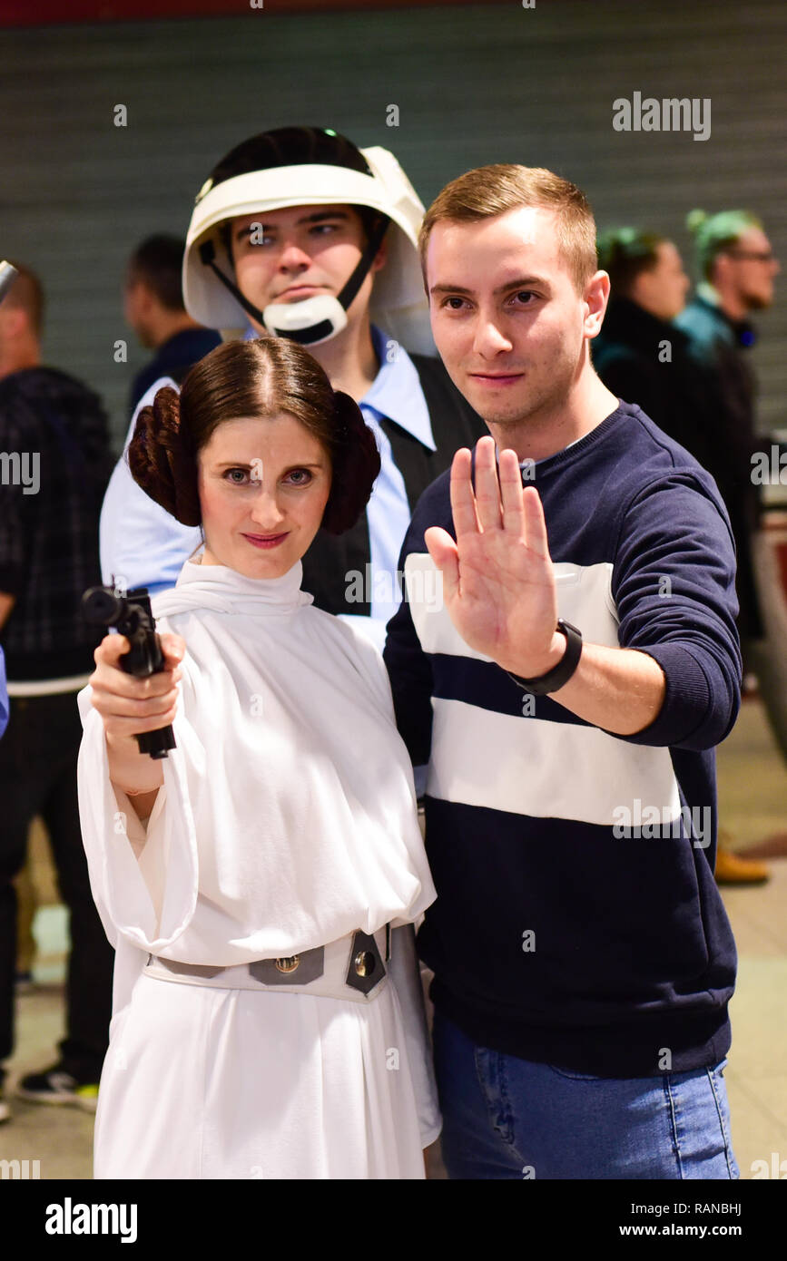 10/15/2018, O2 Arena, Prague, Czech Republic -  Characters from Star Wars before projection a movie with an orchestra. Stock Photo