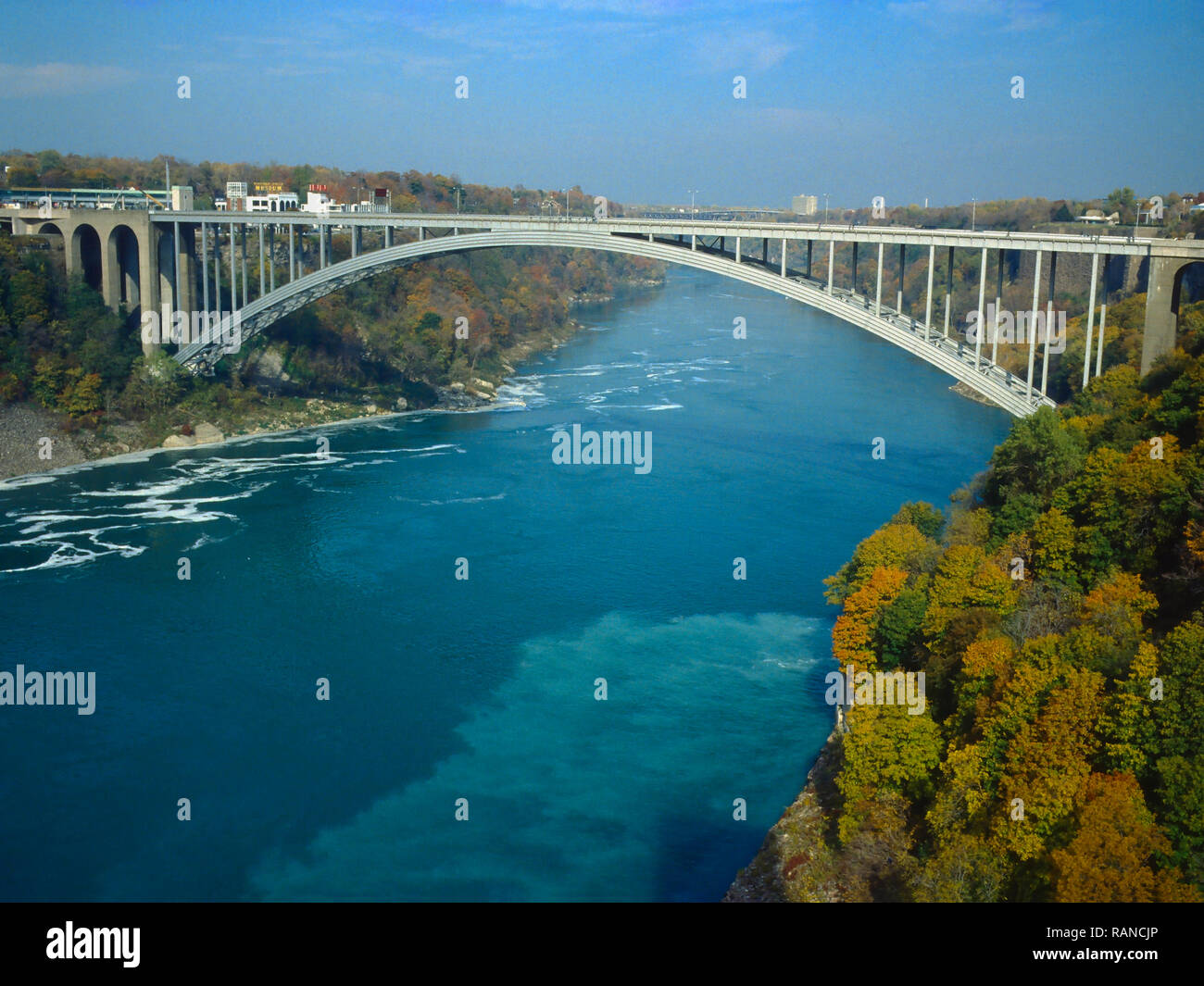 Rainbow Bridge over the Niagara River connecting Niagara Falls, Cannada and Stock Photo - Alamy