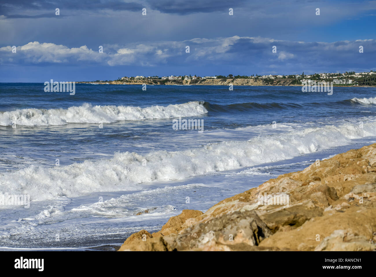 Sea waves, Potima Beach, Kissonerga, Cyprus, Meereswellen, Zypern Stock