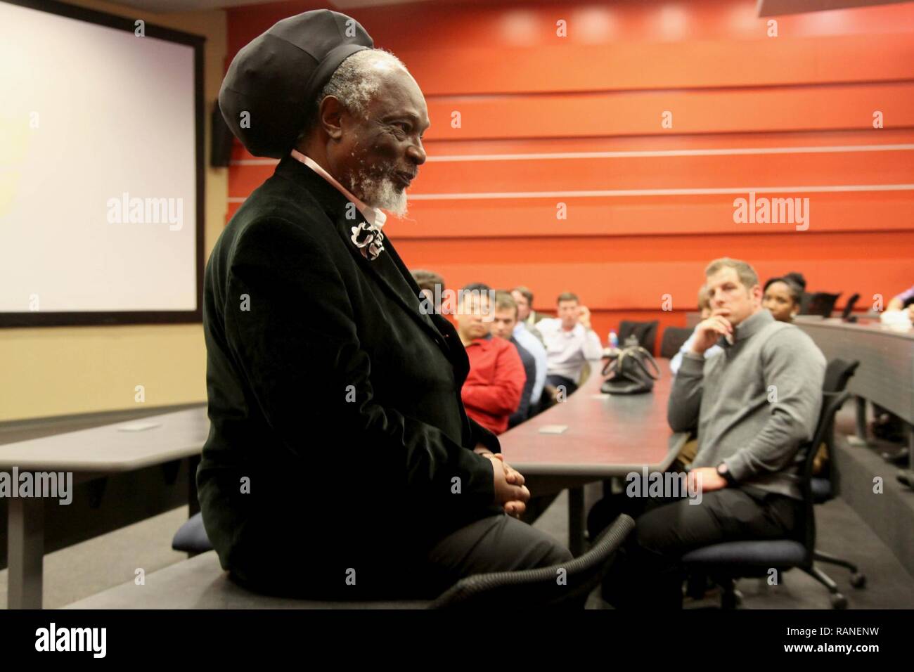 Roy “Spaceman” Thompson, Jr. lectured and led discussion about his experiences as both a student at North Carolina Agricultural and Technical State University during the late 1960s and his service in the Army during the early 1970s, Feb. 15, 2017. Leadership from 7th Military Information Support Battalion, 4th Military Information Support Group, Fort Bragg, visited NC A&T as part of their leadership professional development program and to observe Black History Month. Stock Photo