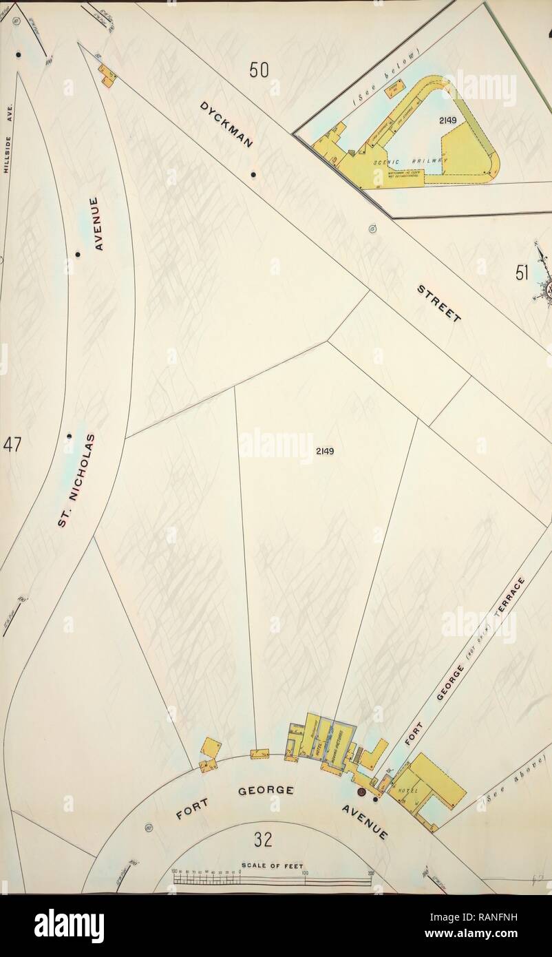 Manhattan, V. 12, Plate No. 48 Map bounded by Dyckman St., Fort George Ave., New York, USA. Reimagined Stock Photo