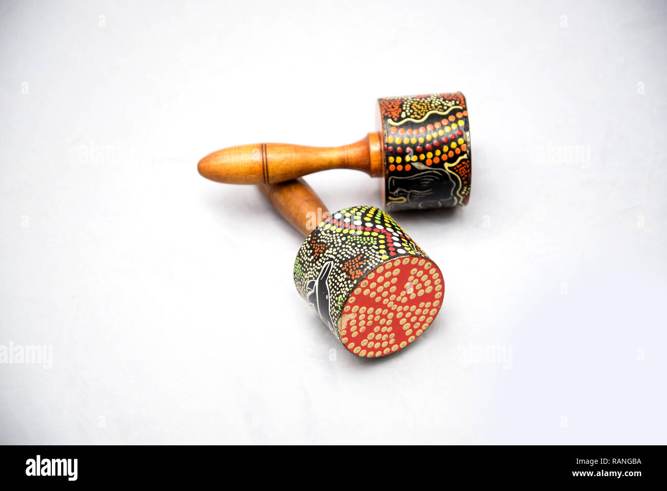 Traditional musical instrument made of natural materials. Maracas Stock