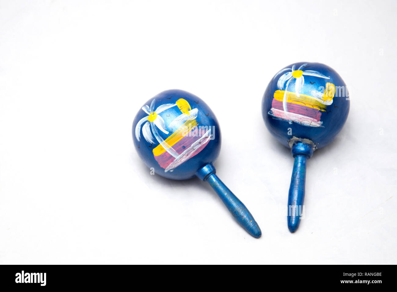 Traditional musical instrument made of natural materials. Maracas Stock