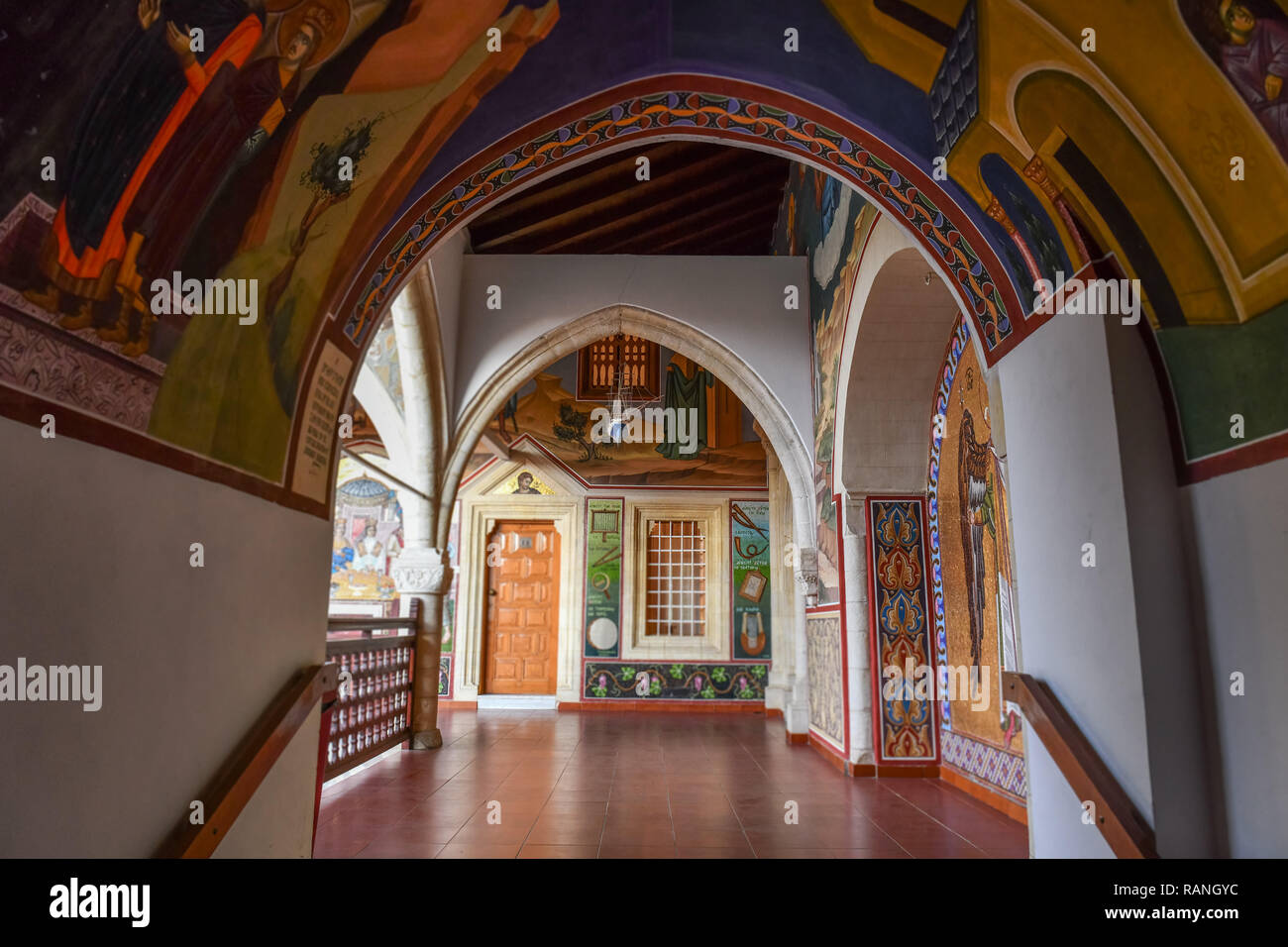 Way, painting, mosaics, cloister of Kykkos, Cyprus, Gang, Malerei, Mosaiken, Kloster Kykkos, Zypern Stock Photo