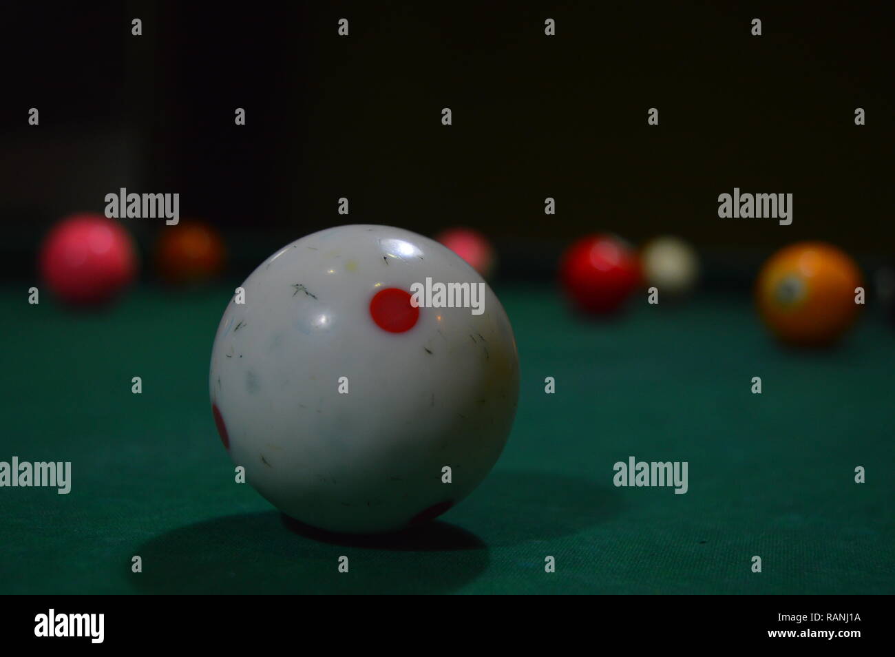 Game of pool, person playing pool and hitting balls Stock Photo Alamy