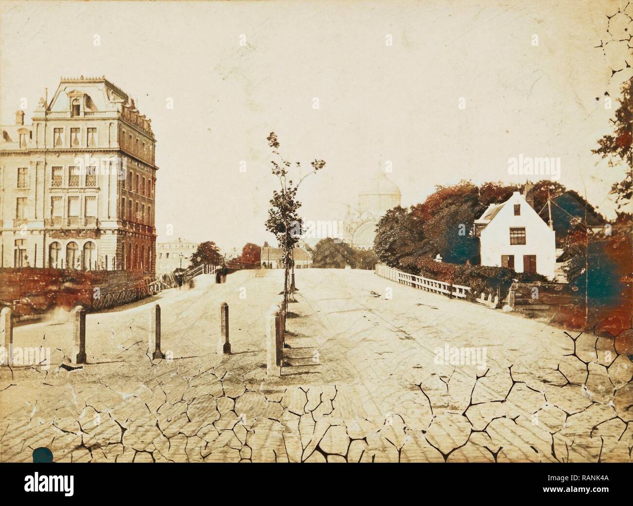 Sarphatistraat left Amstel Hotel, middle Hoogesluis, The Netherlands, P.J.H. Reynet de la Rue, Andries Jager, 1867 reimagined Stock Photo