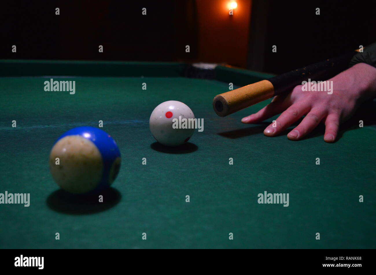 Game of pool, person playing pool and hitting balls Stock Photo Alamy