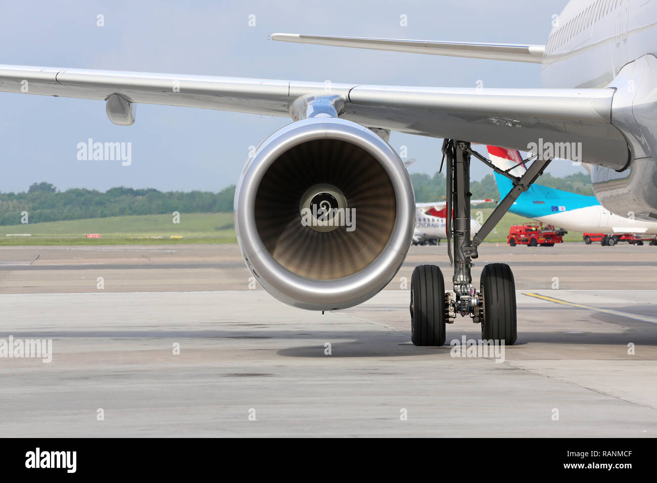 aircraft engine on the runway Stock Photo