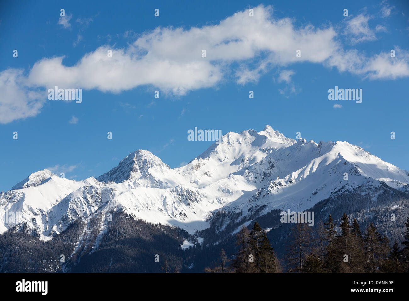 mountain chain in grisons Stock Photo