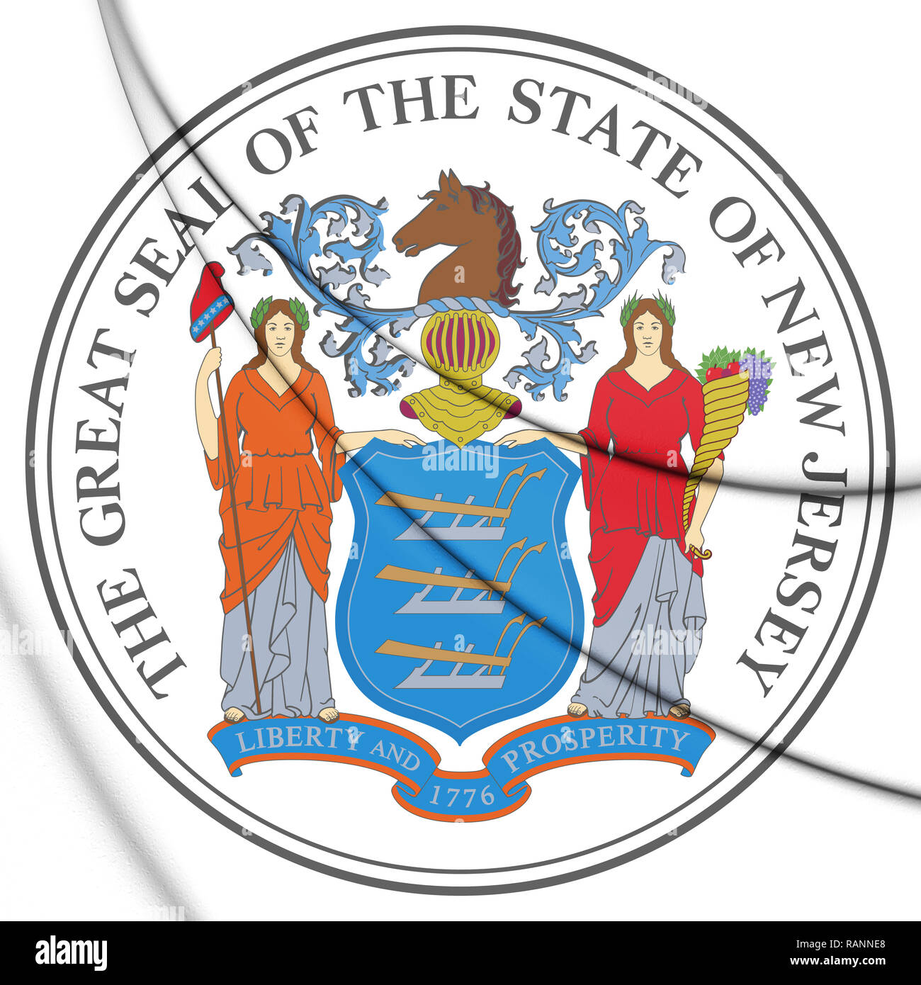 3D State Seal of New Jersey, USA. 3D Illustration Stock Photo - Alamy