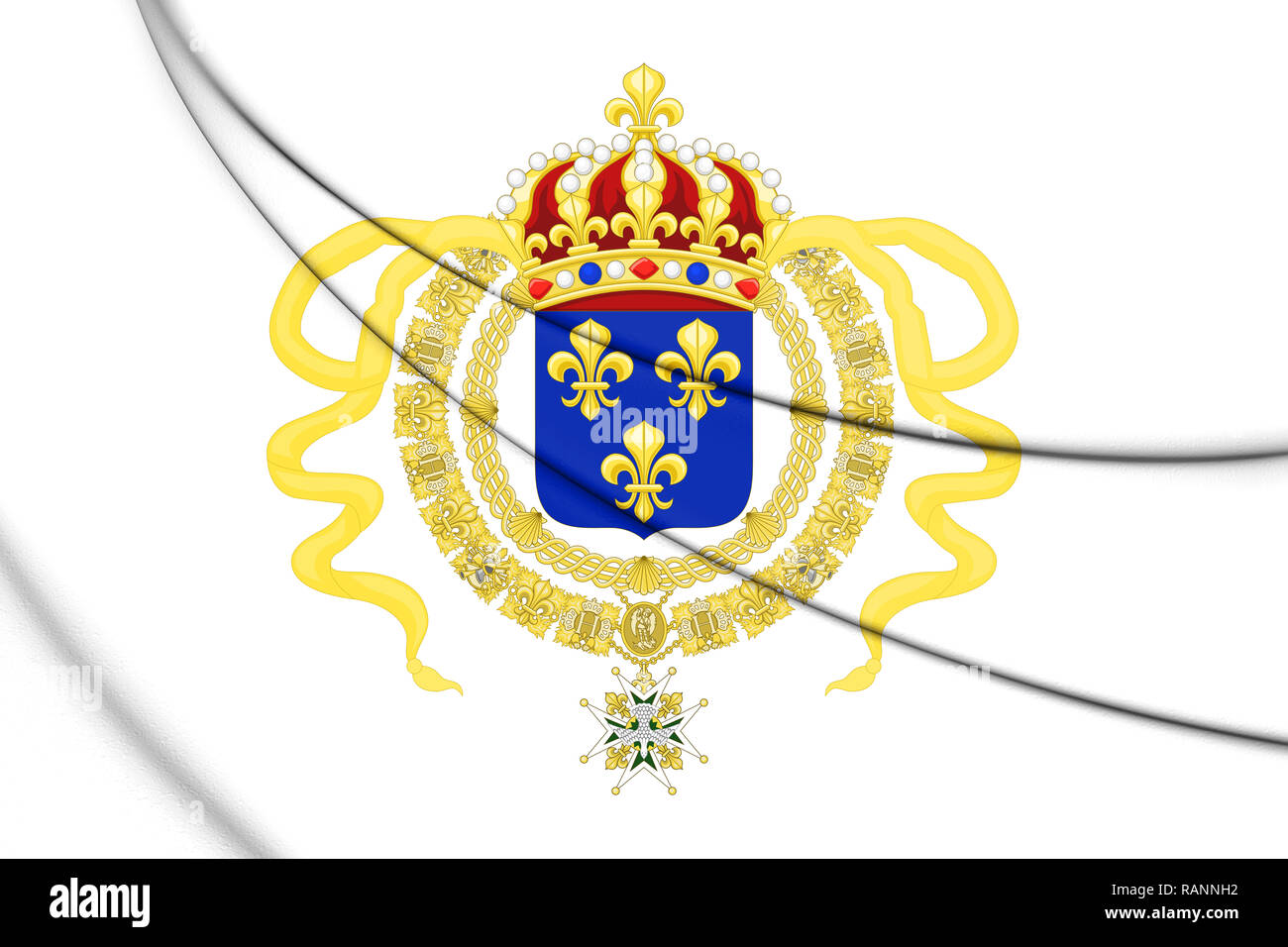 3D Royal Standard of Louis XIV of France. 3D Illustration. Stock Photo