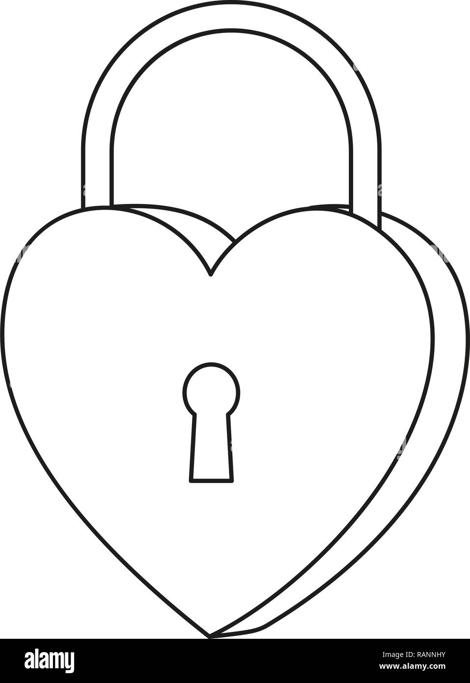 Line art black and white heart padlock Stock Vector Image & Art - Alamy