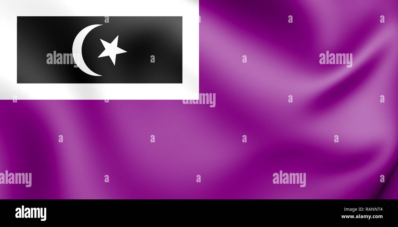 3D Flag of Marang (Terengganu), Malaysia. 3D Illustration. Stock Photo