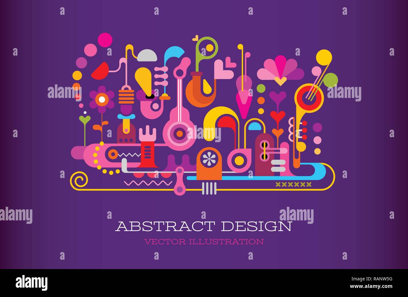 Colorful on a dark violet background Abstract Design vector artwork with text. Stock Vector
