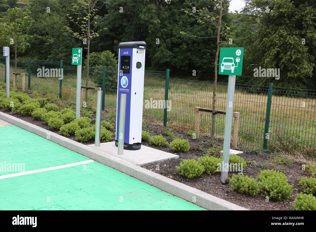 Scotland,Ayrshire,Largs, Electric car charging points Stock Photo Alamy