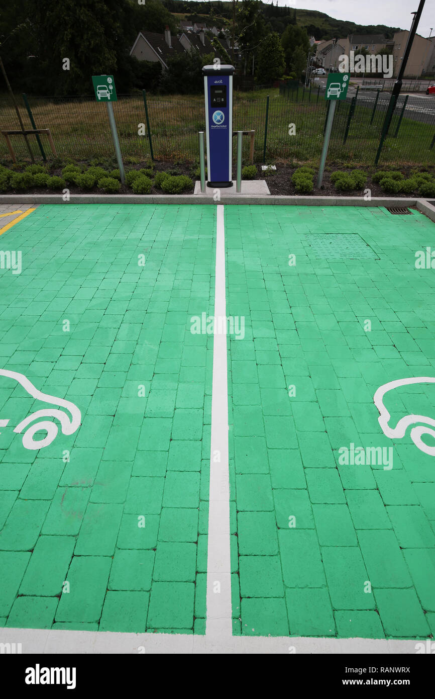 Scotland,Ayrshire,Largs, Electric car charging points Stock Photo Alamy