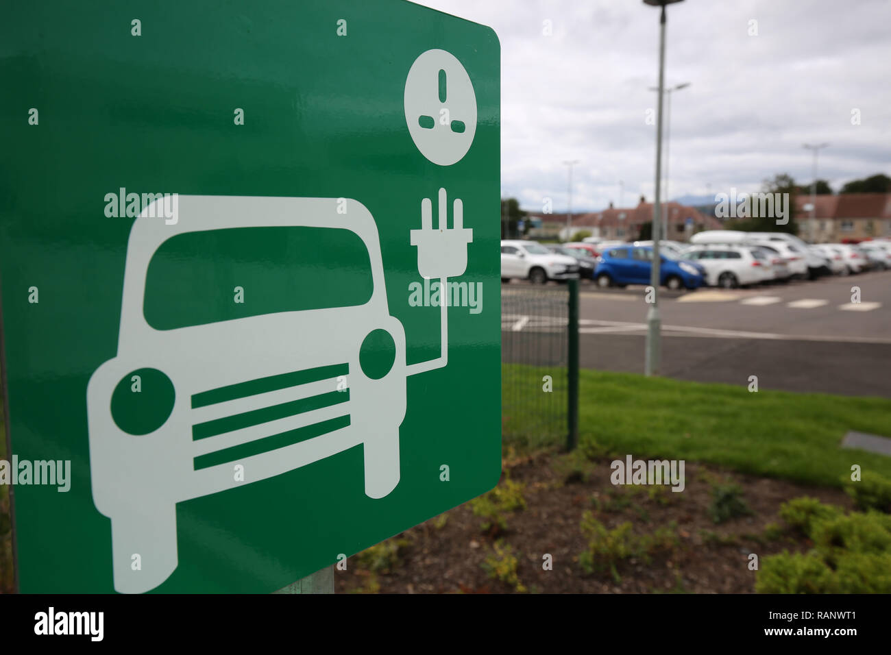 Scotland,Ayrshire,Largs, Electric car charging points Stock Photo Alamy