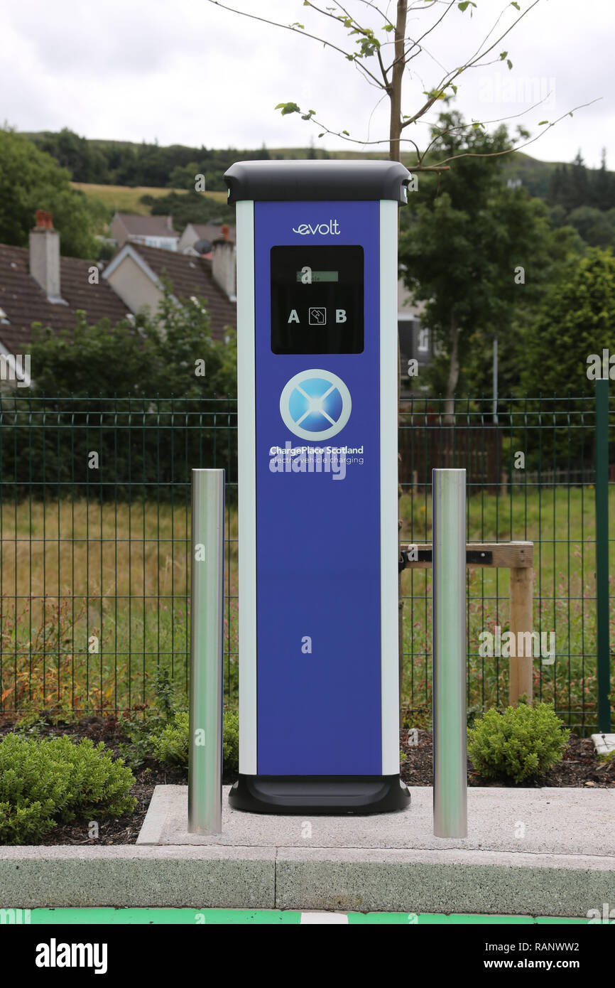 Scotland,Ayrshire,Largs, Electric car charging points Stock Photo Alamy