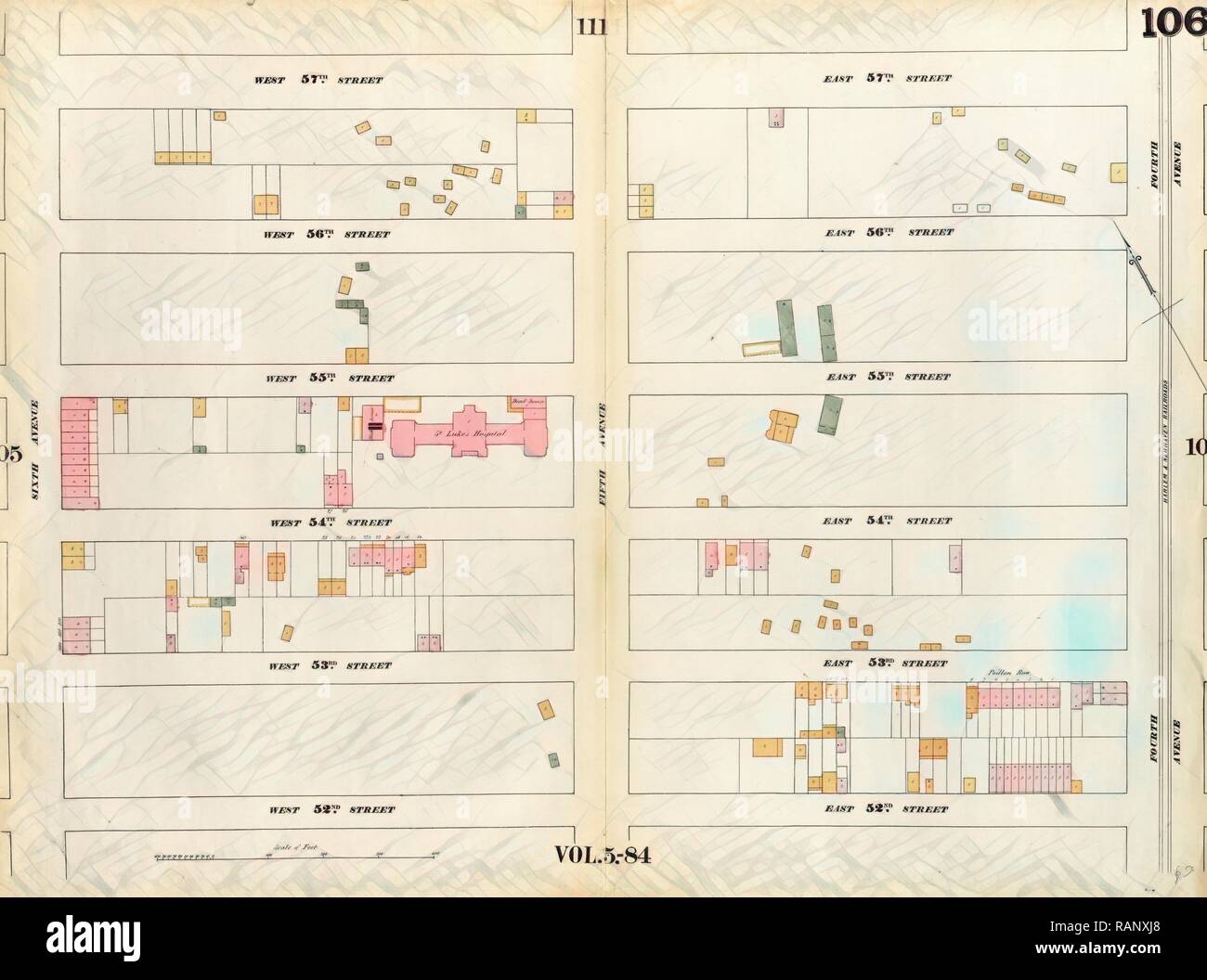 Plate 106: Map bounded by West 57th Street, East 57th Street, Fourth ...