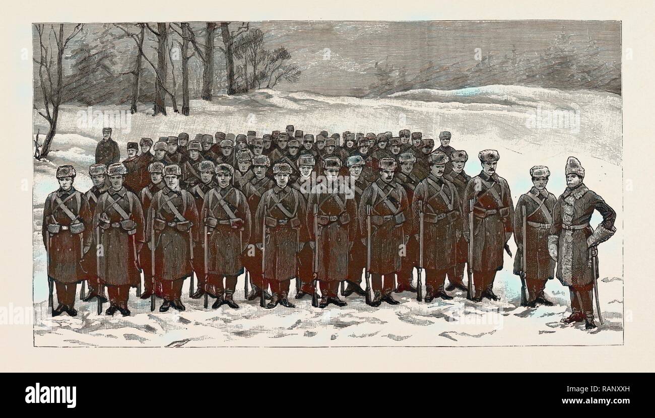 THE CADETS IN WINTER -COSTUME, British naval defences, the Royal Military College at Kingston, Ontario, Canada 1889 reimagined Stock Photo