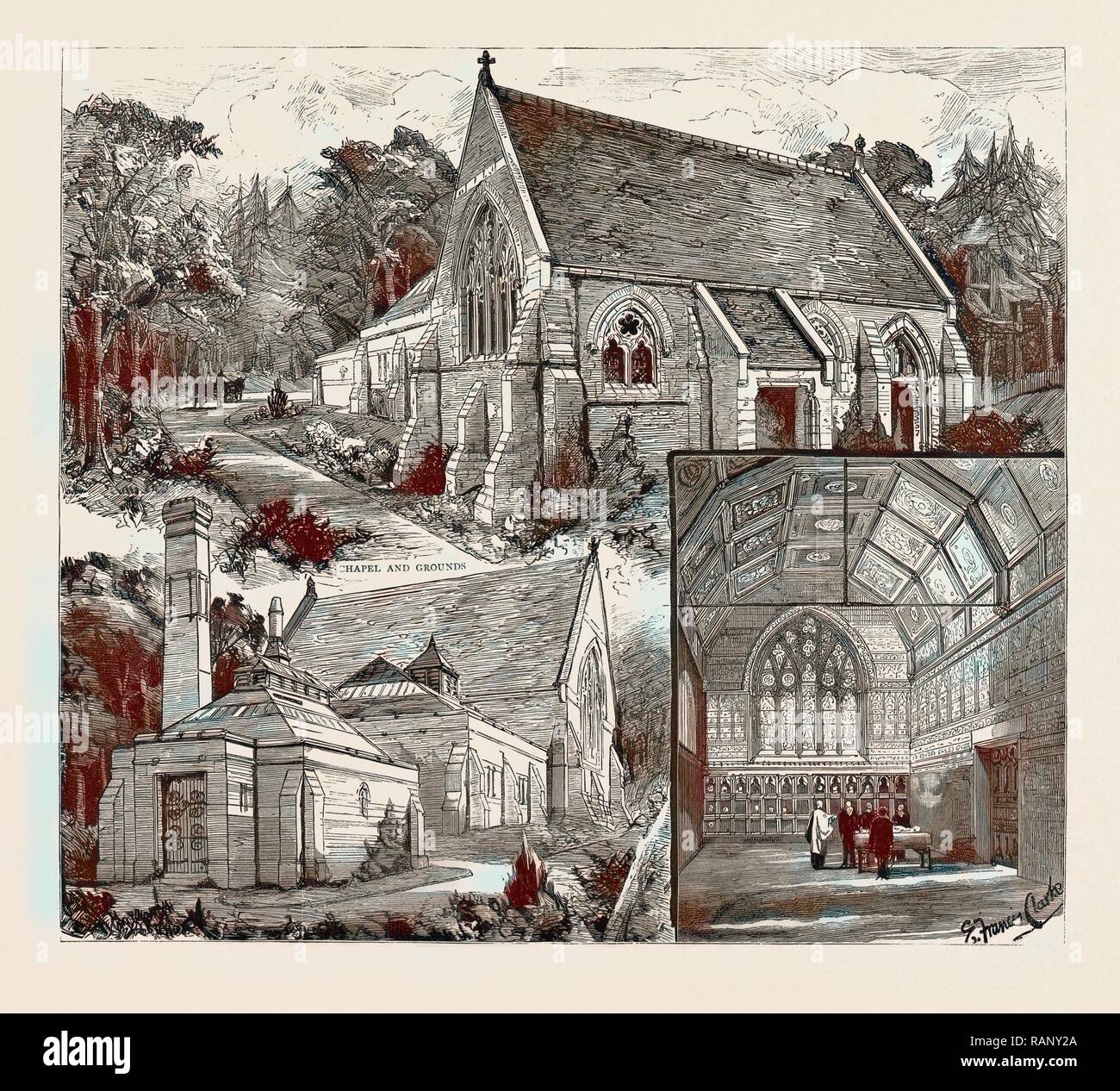 THE CREMATION BUILDINGS AT ST. JOHN'S, KNAPHILL, WOKING UK 1889