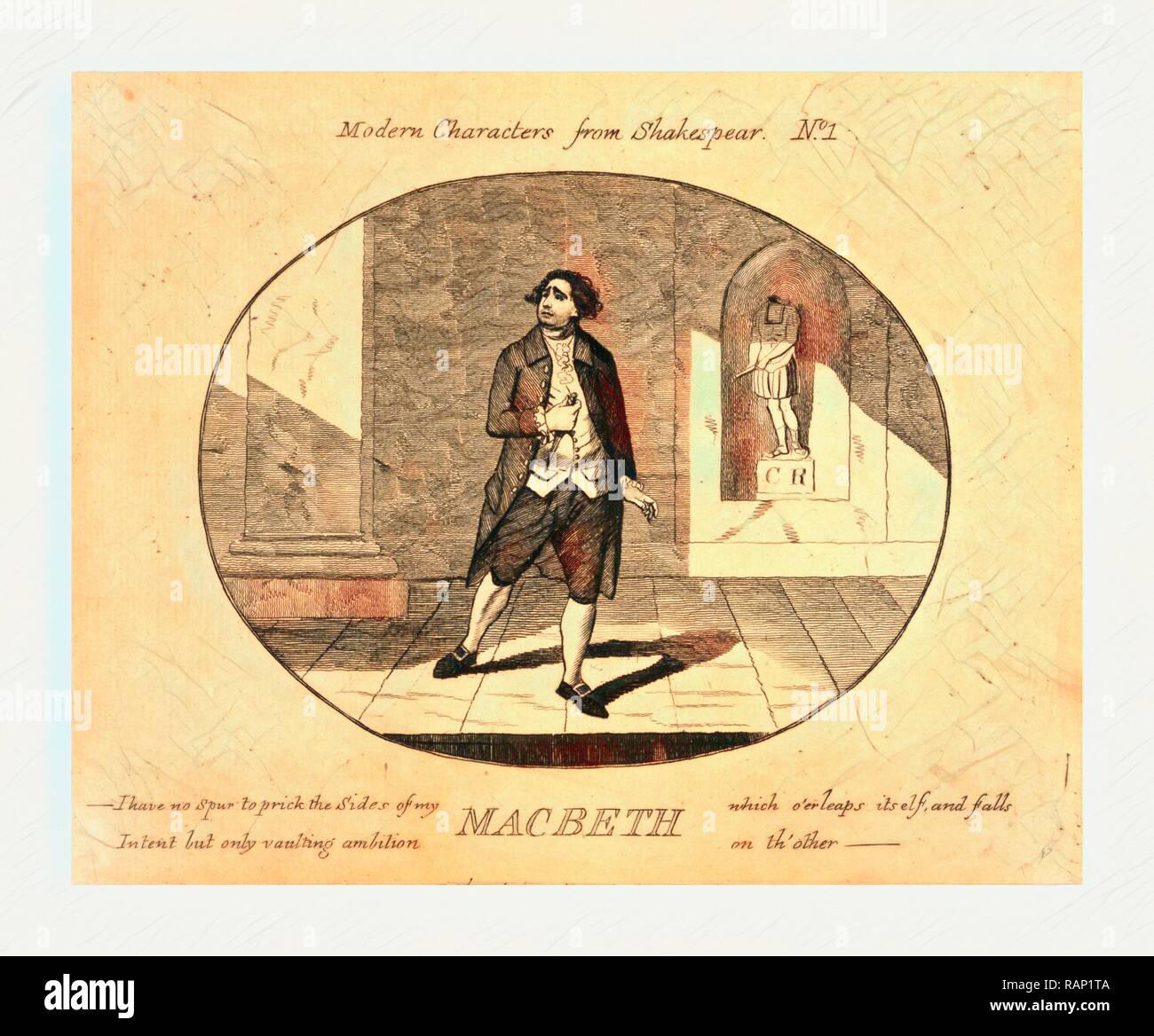 Modern characters from Shakespeare. Macbeth, engraving 1783, Man on