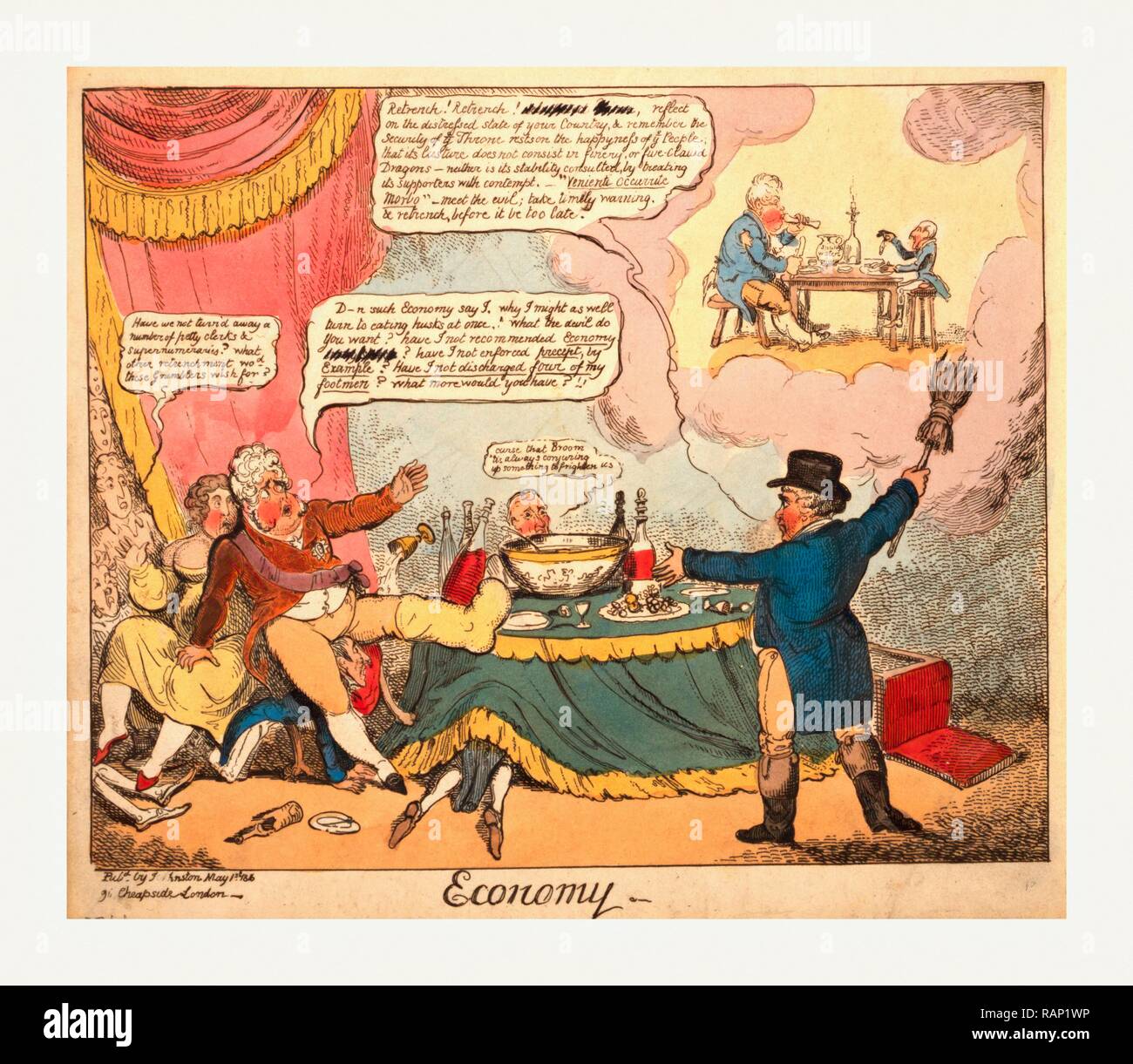 Economy, Cruikshank, George, 1792-1878, artist, London, engraving 1816, Brougham, in the guise of John Bull, appears reimagined Stock Photo