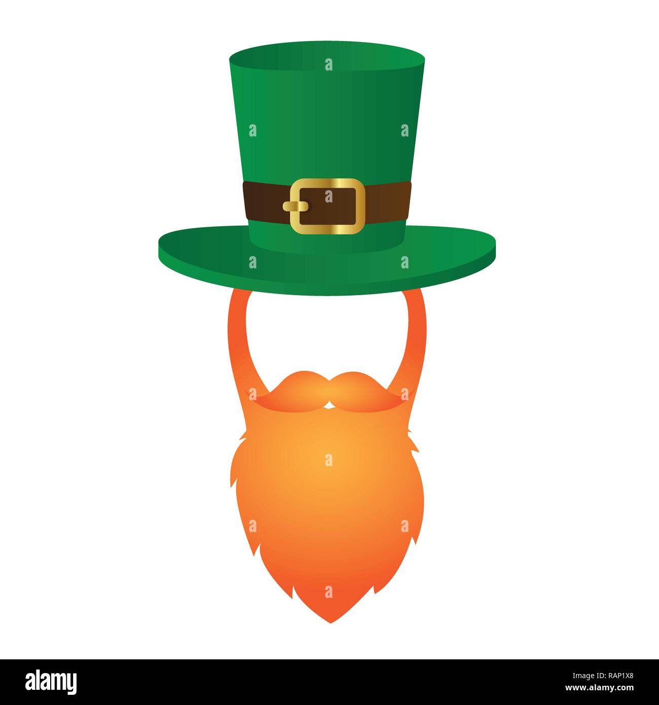 leprechaun character face with red beard and green hat on white background vector illustration EPS10 Stock Vector