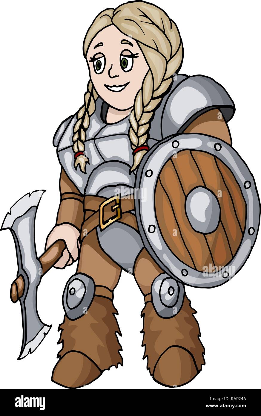 Female warrior with a shield and axe isolated on white background Stock  Vector Image & Art - Alamy