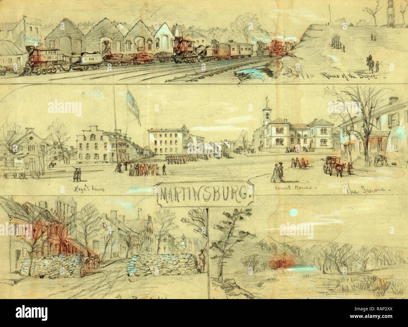 Martinsburg, 1864 ca. December 3, drawing on light green paper pencil