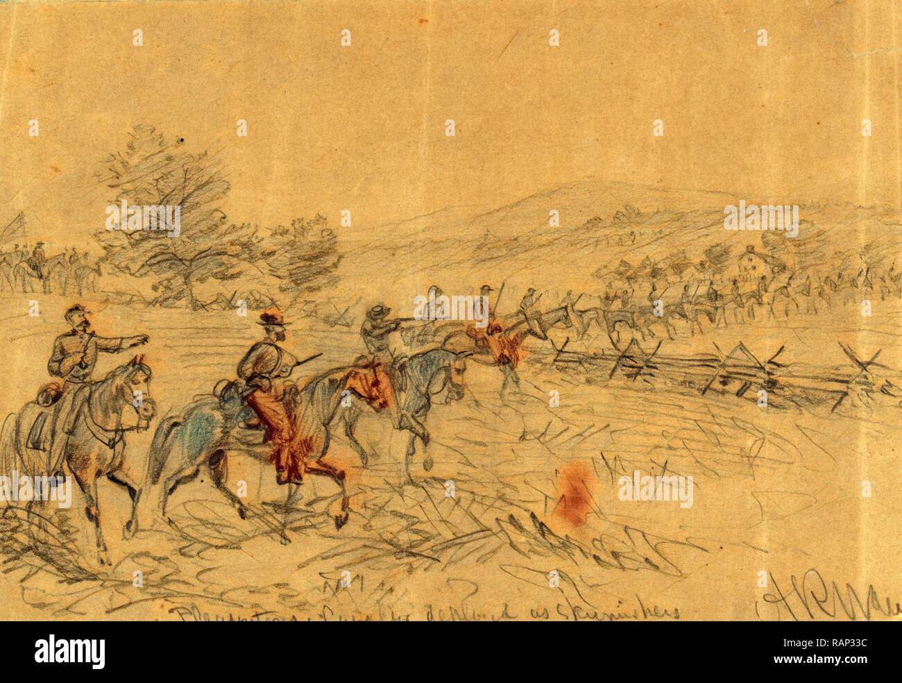 Pleasontons Cavalry deployed as skirmishers, drawing, 1862-1865, by ...
