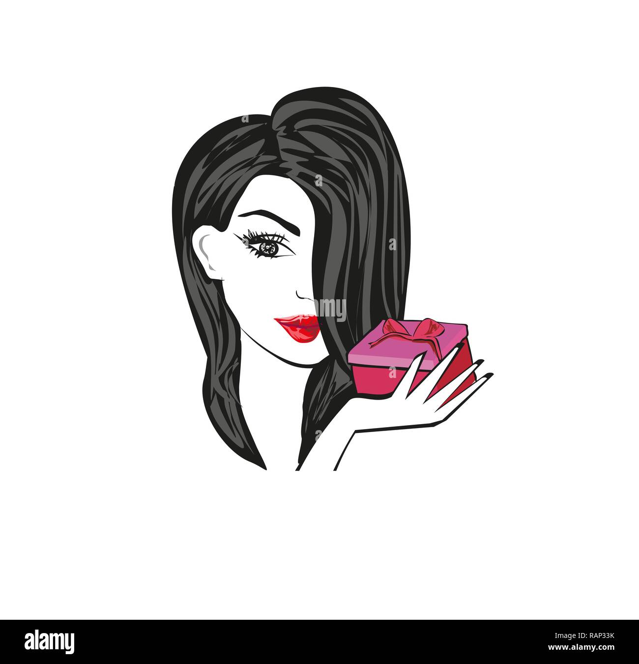 girl with gift box Stock Vector