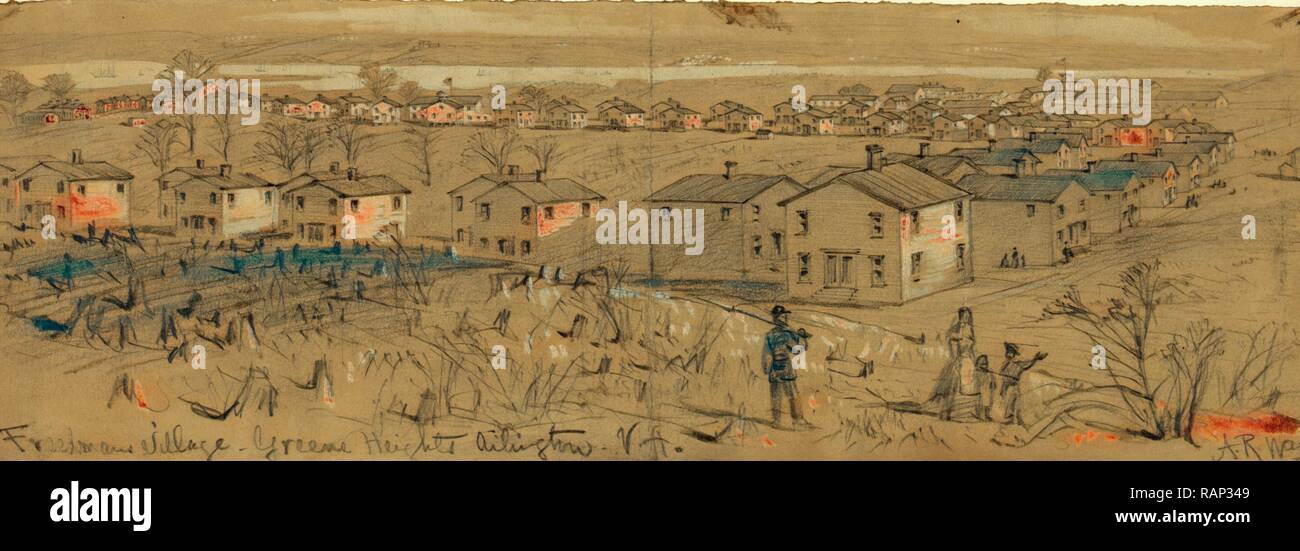 Freedmans village, Greene Heights Arlington, VA., drawing, 18621865